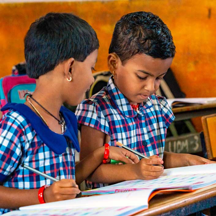 Two girls at school